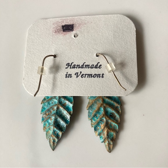 Angela Jean Handmade Copper Leaf Earrings - Picture 2 of 2